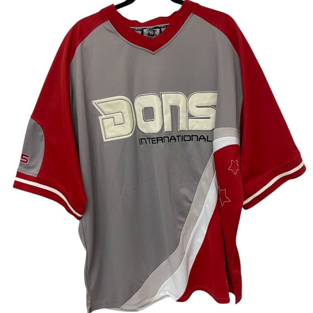 Vtg Don Dons International 75 Jersey Shirt‎ Gray Colorblock 2XL Sportswear